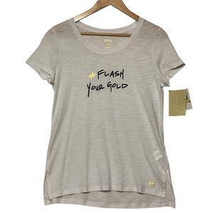 MICHAEL MICHAEL KORS sz Medium Short Sleeve T Shirt #Flash Your Gold White Gold